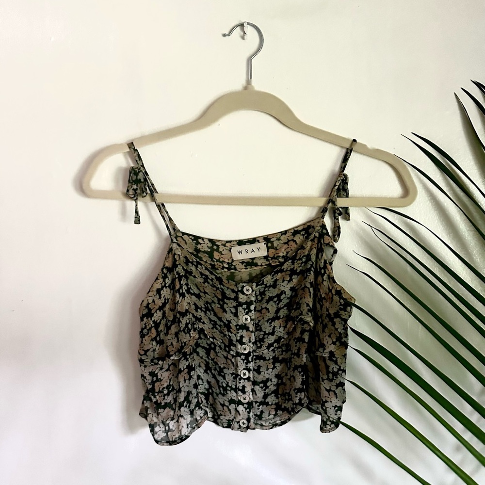 WRAY Floral Women's Top - Green, Salmon and Cream